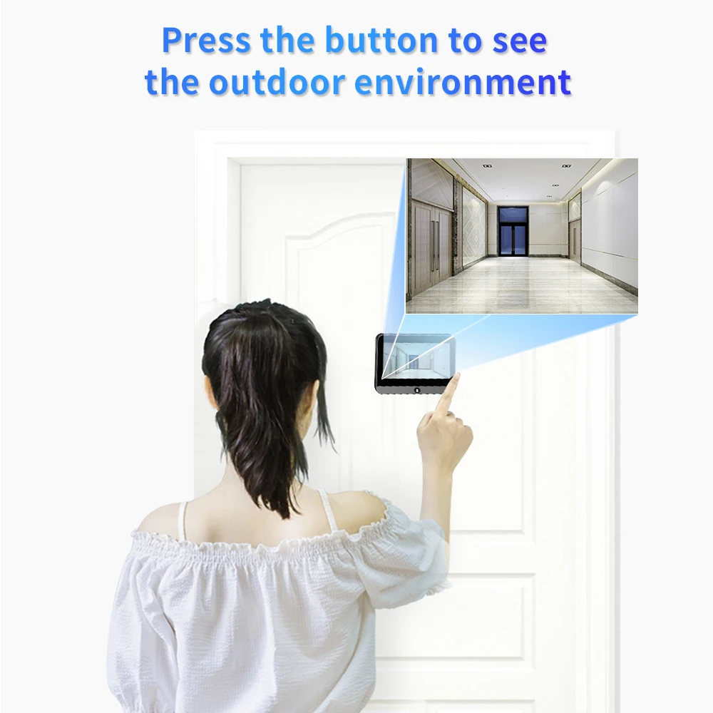 Tuya Smart 1080P Door Peephole WiFi Camera 4.3\' Infrared Light Intercom Door Cameras 8000mAh Battery Wireless Doorbell for Home