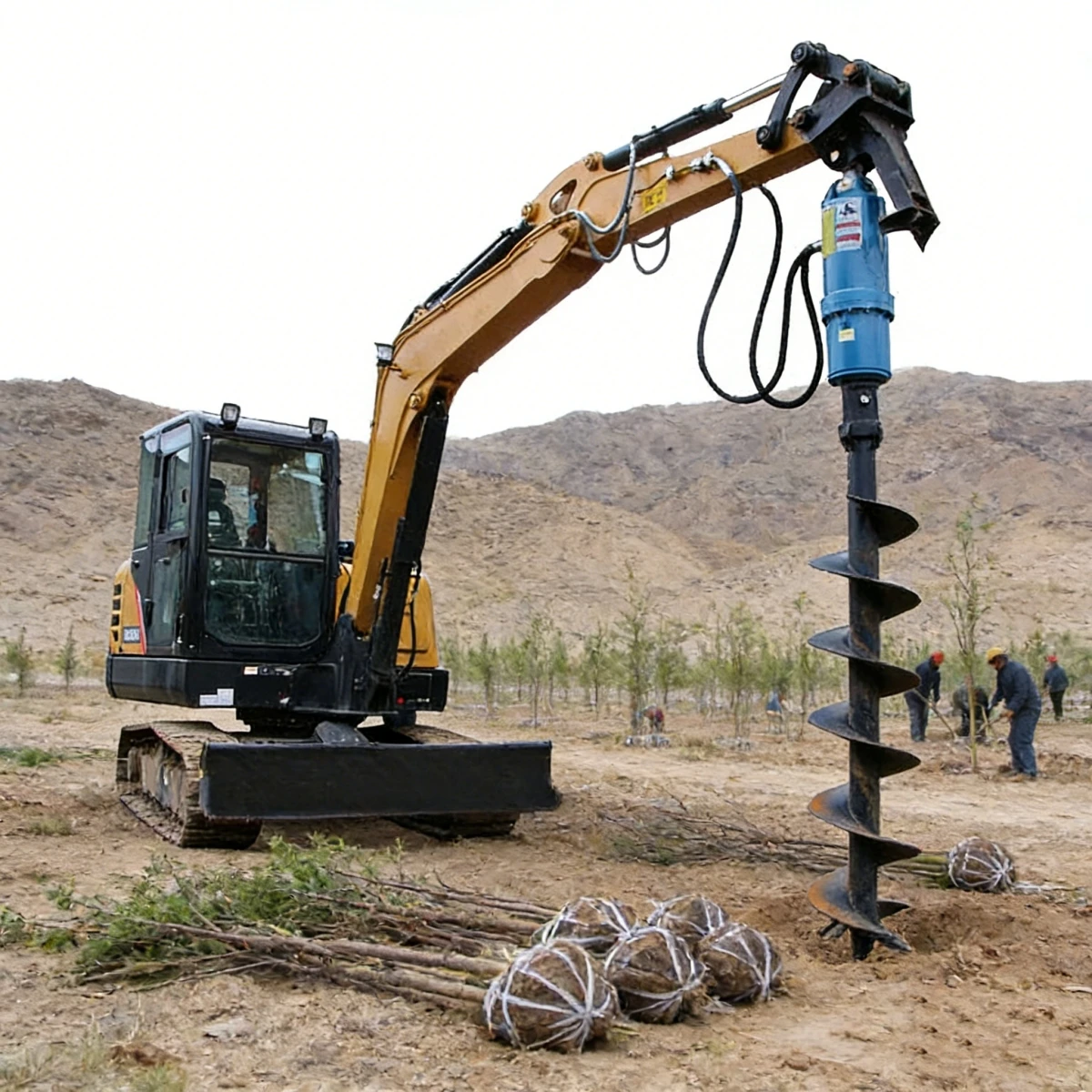 Excavator Earth Augers Drilling Machine Hydraulic Soil Auger with Customizable Drilling Depth and Diameter