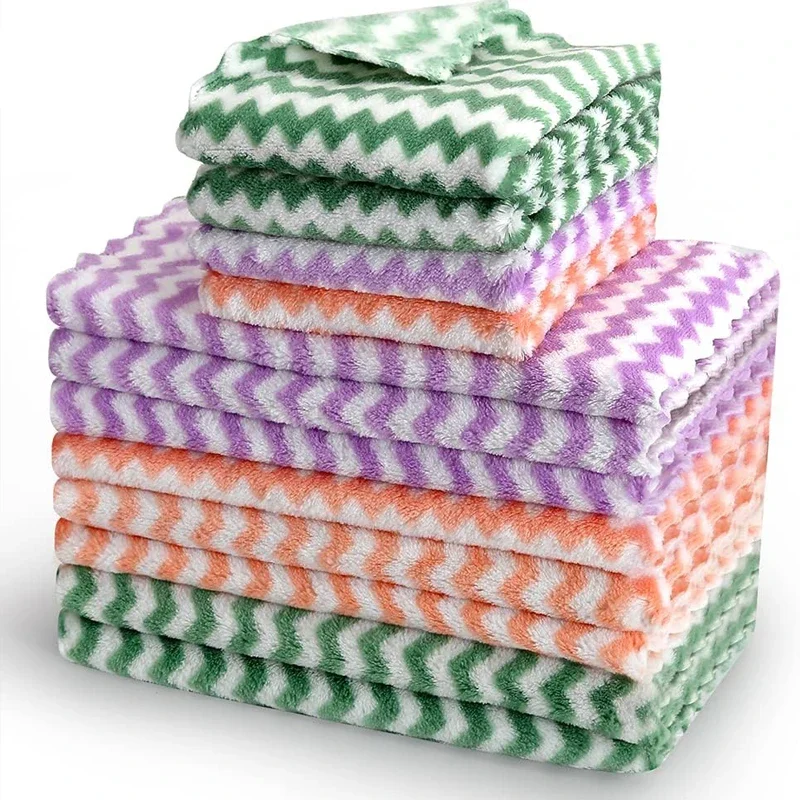 1/50PCS Super Absorbent Dishcloths Coral Fleece Cleaning Cloths Thickened Kitchen Washing Dish Rags Glass Windows Wipe Towel