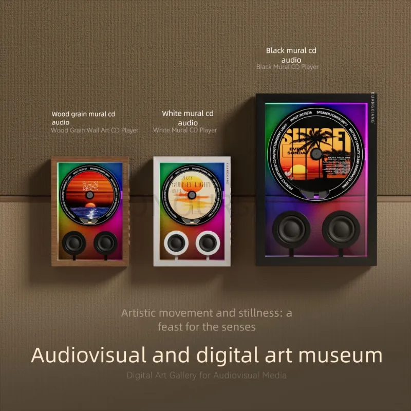 

Mural Style CD Player Bluetooth Speaker with RGB Light Dual HiFi Speakers for Home Decor Support FM/TF Mode Music Center