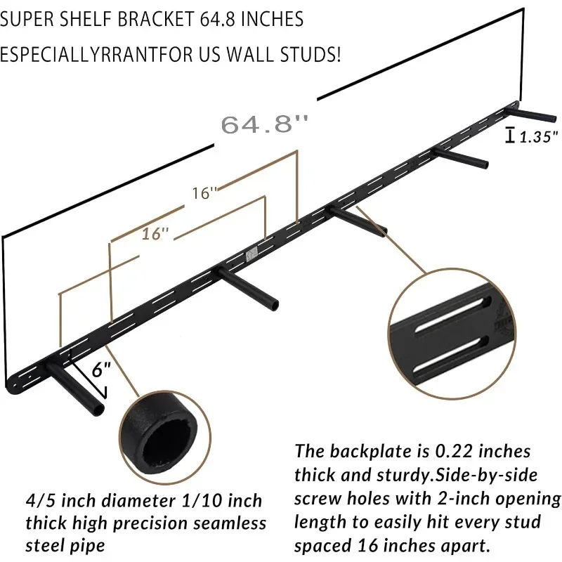 

Rustic Floating Shelves,Duty Wall Mounted for Bathroom Living Room Kitchen,Book with Thickened Hidden Bracket