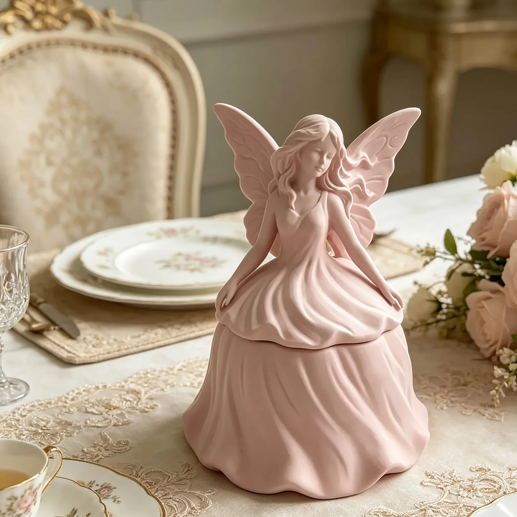 Garden Gnome Jewelry Box Secret Keepsake Jar, 3D Printed Carved Gnome Lid And Petal-Shaped Base, Cleverly Holding Your Rings