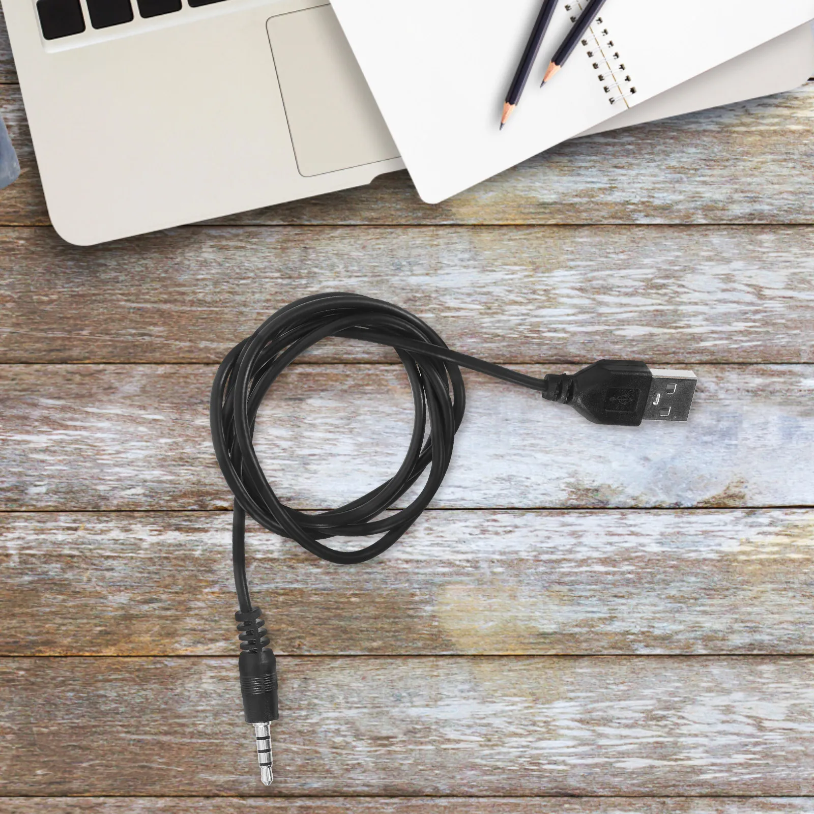 2Pcs USB Earphone Charging Cable Compact USB to 3.5mm Audio Jack Adapter Cord Supports Charging Data Audio Output for Devices