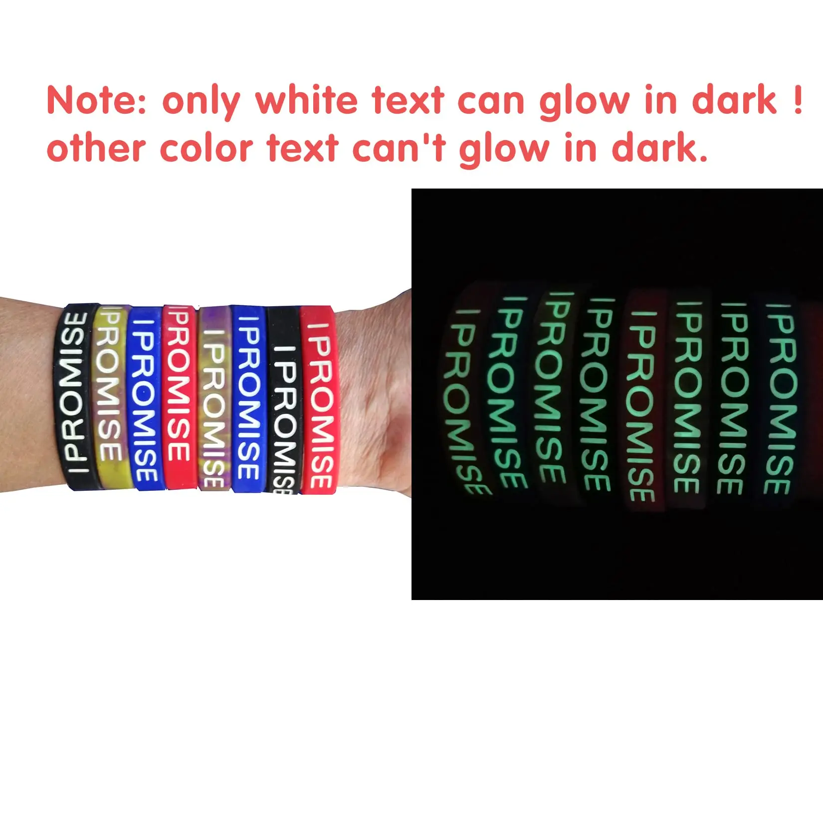 (12-Pack) I Promise Bracelets Motivational Quote Silicone Wristbands Rubber Basketball Inspirational Gifts and Party Favors view 5