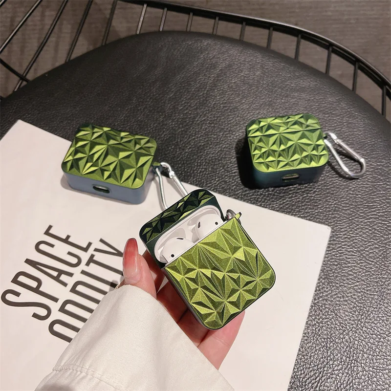 Модные наушники с ромбовидным рисунком для AirPods 1 2 3 Pro2, защитная гарнитура, зарядная коробка, сумки с крючком