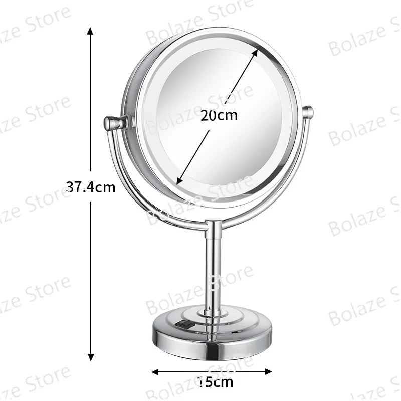 Makeup Mirror LED Light Desktop European Style Beauty Mirror Double-sided Desk Lamp Magnifying Glass High-definition Rotating