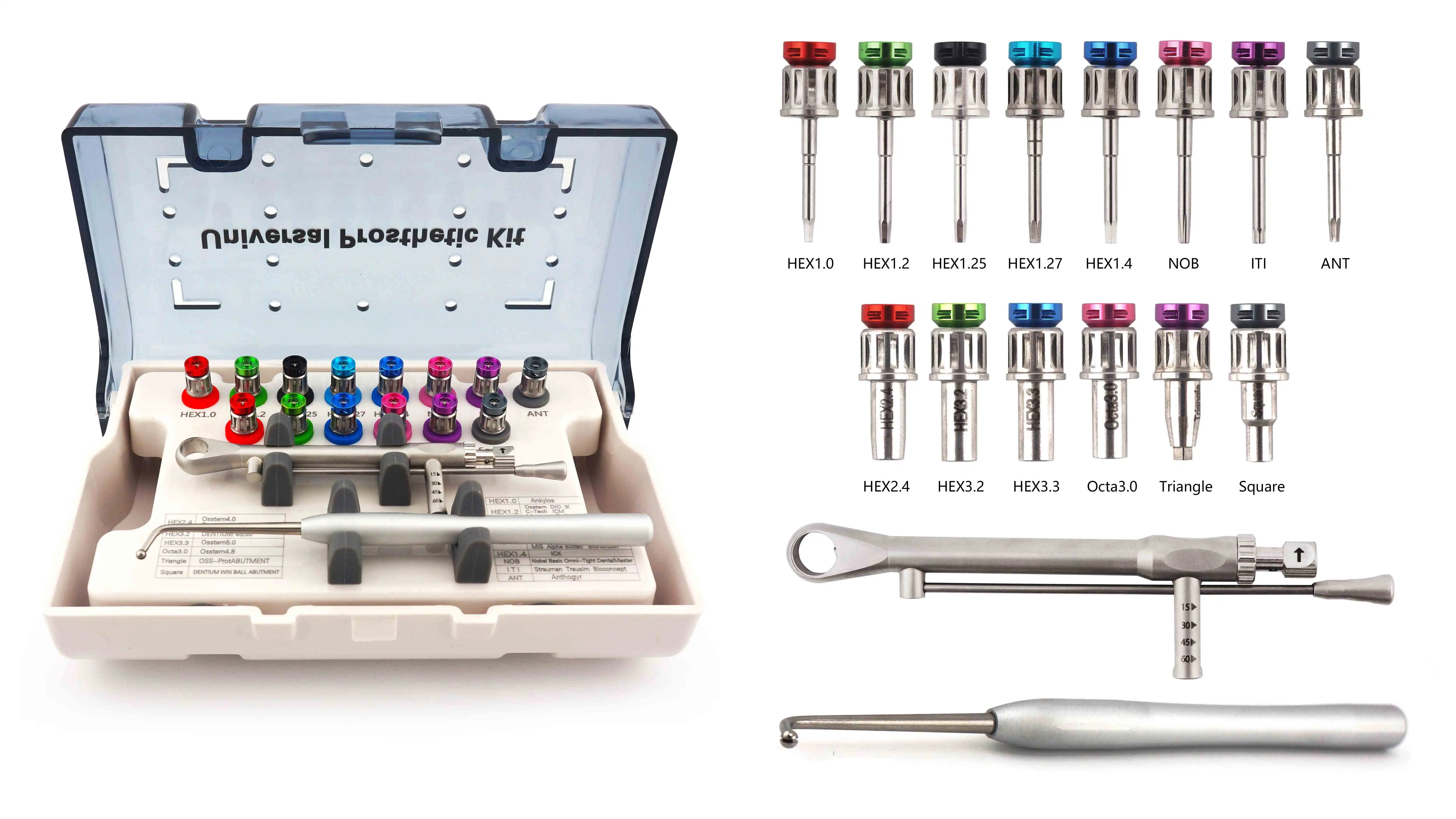 Universal Restoration Tool Kit with Torque Wrench Screwdriver Abutment Fixture Kit 14pcs Drivers