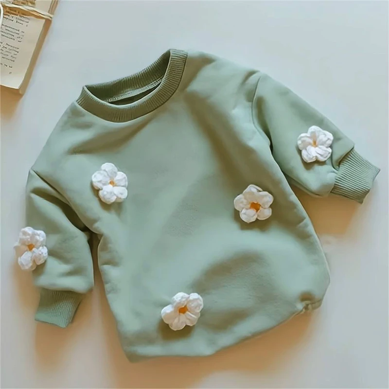 New Style Baby Cotton Rompers Jumpsuit Active Toddler Boys Girls Sweatshirt 3d Clouds Flowers Decoration Bodysuit Outfits