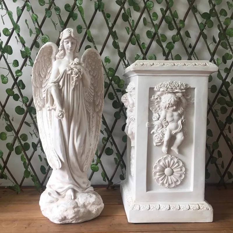 Courtyard Park Living-Room Balcony Decoration Crafts Garden Statues & Sculptures White Angel Ornament Art Character Resin Statue