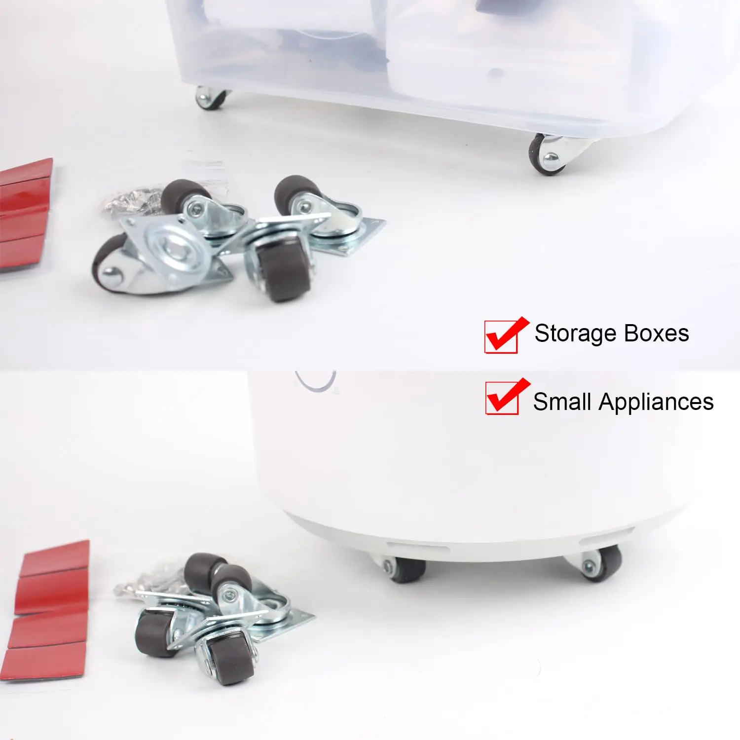 4Pcs Mini Caster 0.5 Inch Low Profile Rubber Tiny Swivel Casters, for Small Appliances, Furniture, Toy Cart Storage Boxes