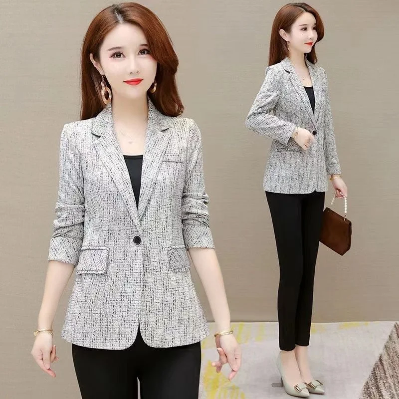 

2023 Spring Autumn Women's New Korean Small Suit Coat Mid aged Mom's Temperament Fashion Slim Small Man Foreign Style Suit Top