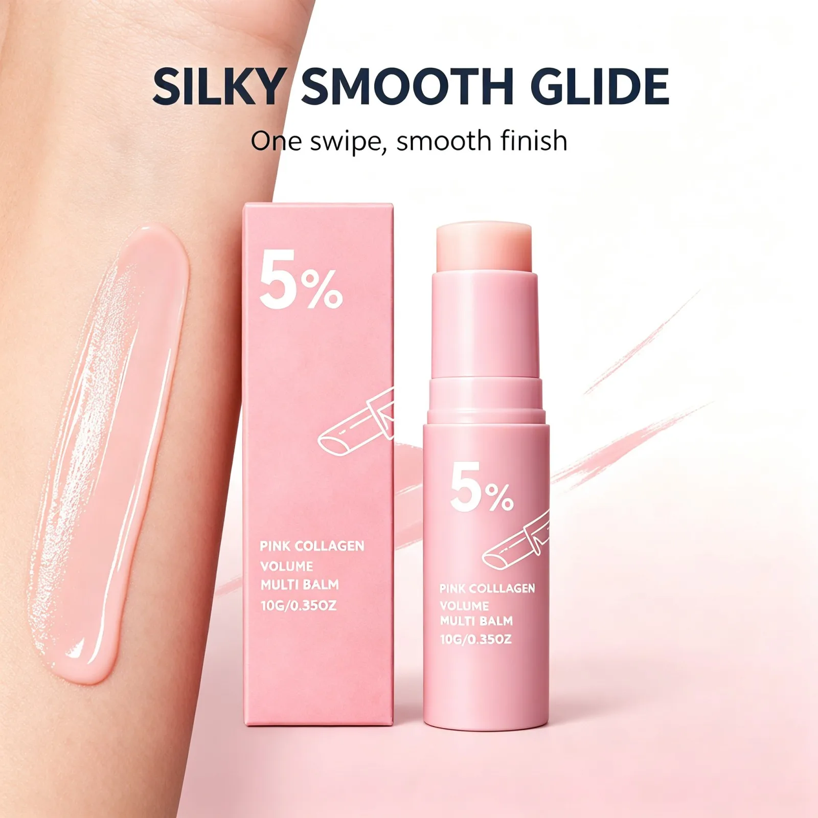 Pink Collagen Multi Balm Stick Makeup Prep Barrier Repair for Dry Skin Fine Lines Face Eye Neck Lip Hydrating SkinCare 10g