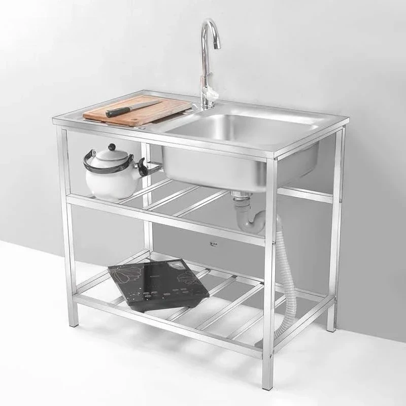 & Floor-standing Kitchen Accessories Dishwashing Sink Stainless Steel Kitchen Sinks with Stand Single Washing Sinks with Workben