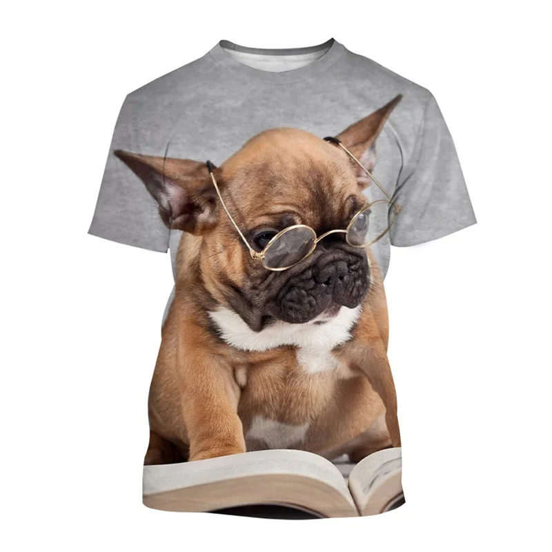 

Футболка мужская с 3D-принтом очков и собак, модная Милая футболка с коротким рукавом и принтом животных, женская летняя уличная одежда в стиле Харадзюку