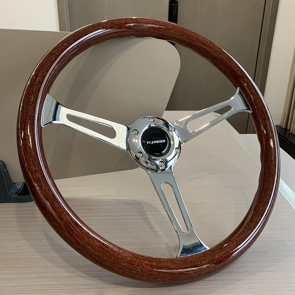 15 Inch 380MM Universal Steering wheel Classic solid Wood Vintage Car Steering wheel