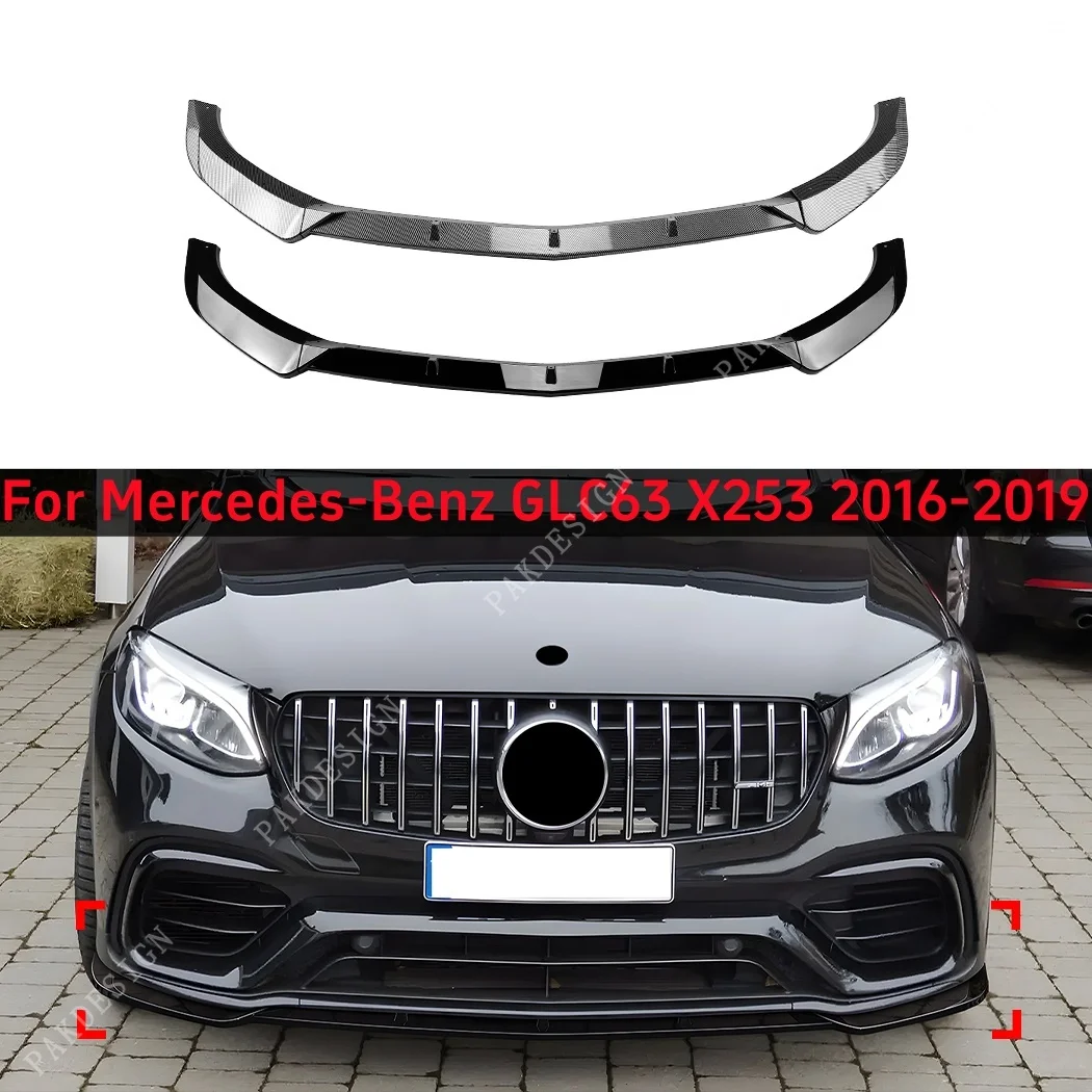 Front Bumper Spoiler Lip Splitter for Mercedes-Benz GLC63 X253 Pre-facelift 2016 2017 2018 2019 ABS Body Kit Accessories Tuning