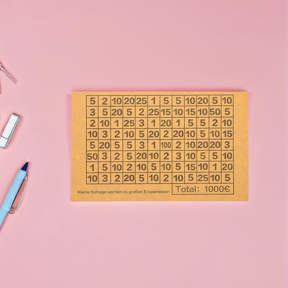 Pegatinas creativas de seguimiento de ahorro de desafío de 1000 euros, 40 hojas para caja de dinero DIY, fáciles de aplicar, sin residuos para ahorrar objetivos