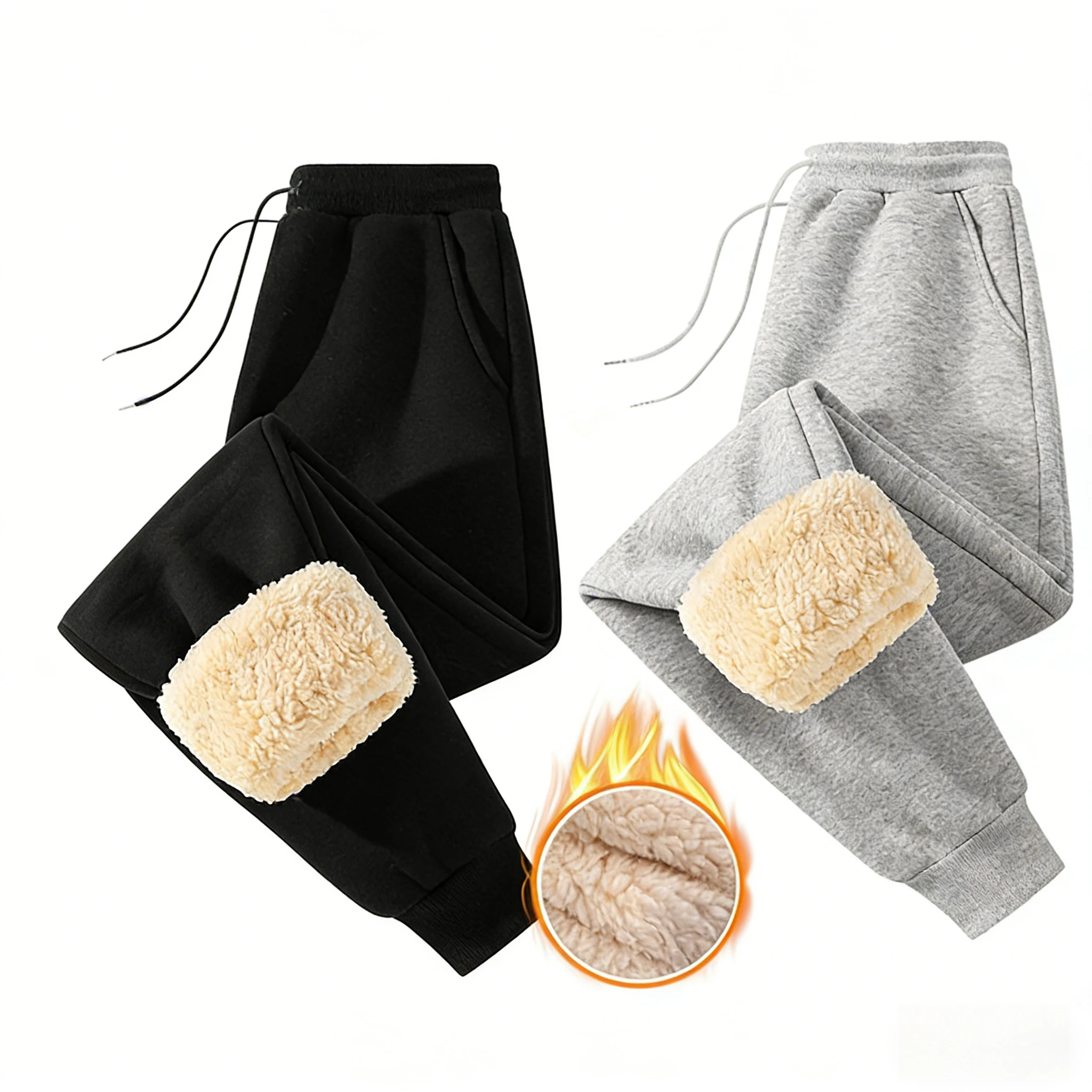 

Fleece Pants Men's Thickened Sports Trousers Work Wearing Cotton Pants Warm Lamb Fleece Sweatpants Loose Casual Trousers