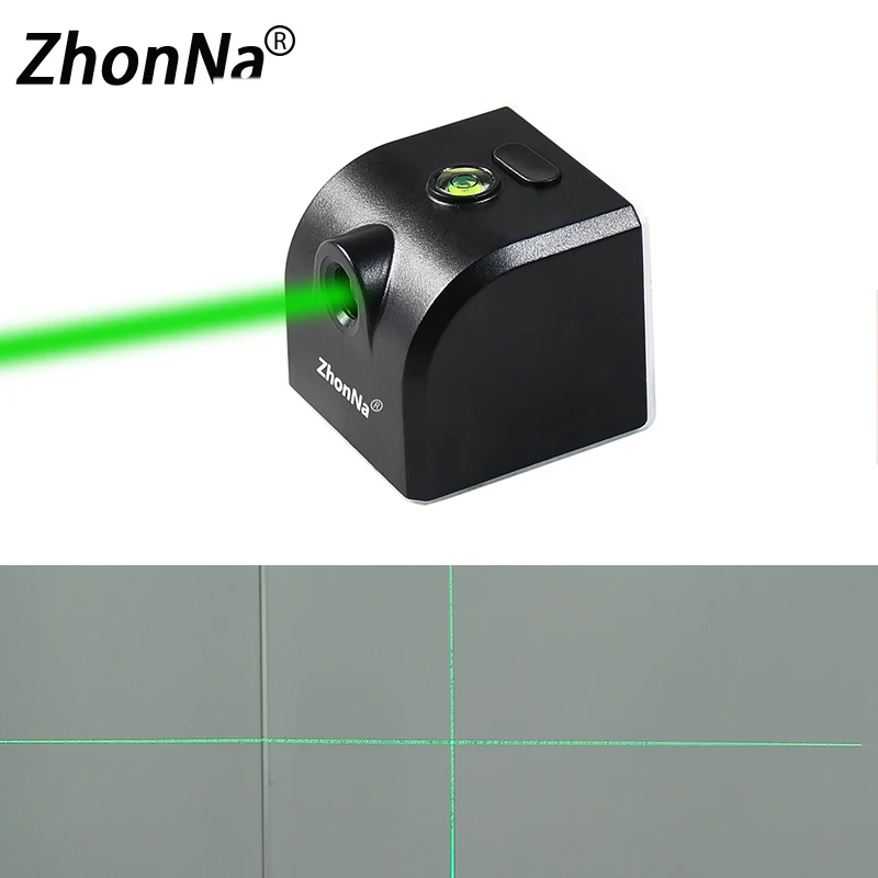 Green Light Portable Laser Level Cross Horizontal Vertical Line Calibrator Measurement Tool With Adsorption FunctionUSB charging