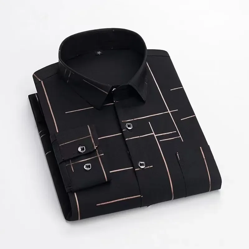 

Men's Long Sleeve Plaid Dress Shirt Slim Fit Business Casual Button Down Shirt