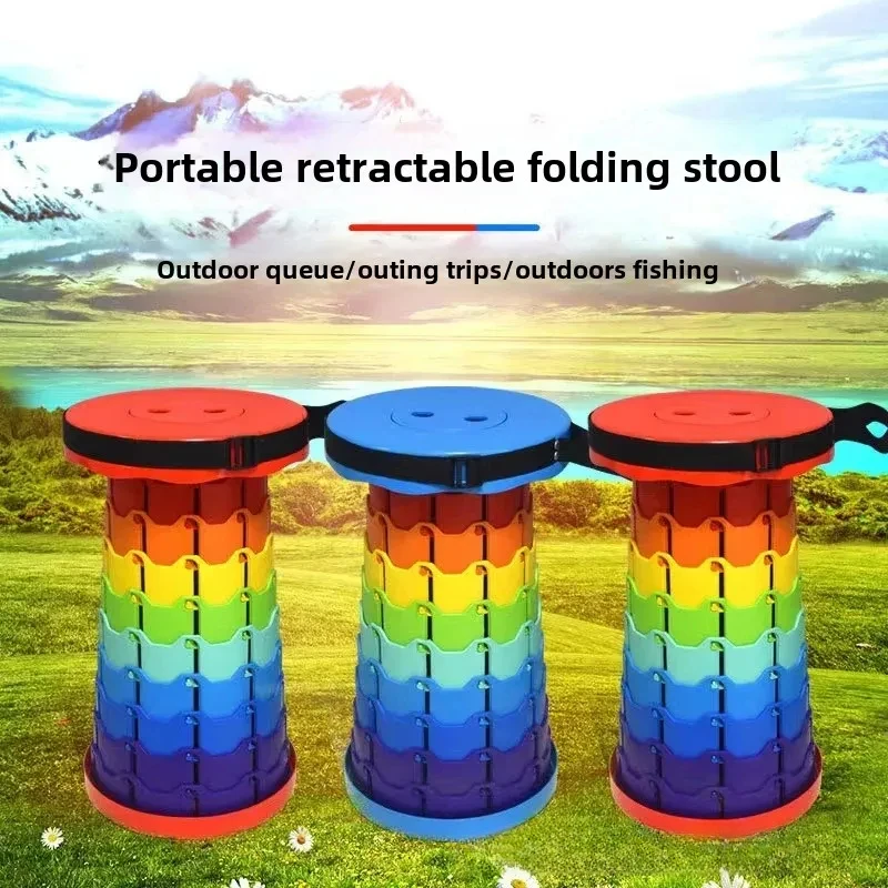 Retractable Stool Chairs Portable Outdoor Lounge Chair Folding Camping Stool Convenient Fishing Seat Outdoor Compact