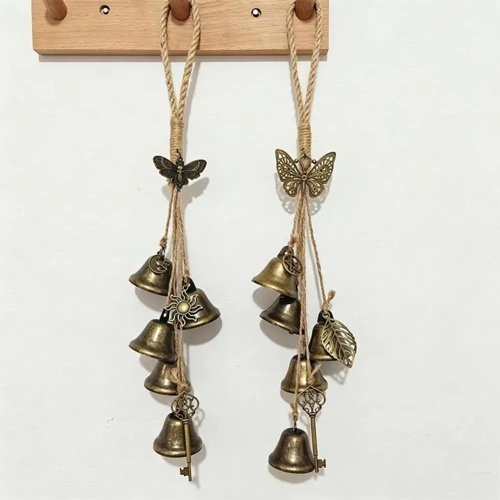 Door Hanger Vintage Witch Bells Handmade Retro Wind Chime Bell Bronze Butterfly Decor Metal Bell Pendant Porch
