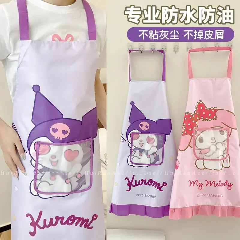 

Kawaii Sanrio Kuromi Apron My Melody Cinnamoroll Household Cartoon Cooking Baking Waterproof Anti Dirt Apron Kitchen Supplies