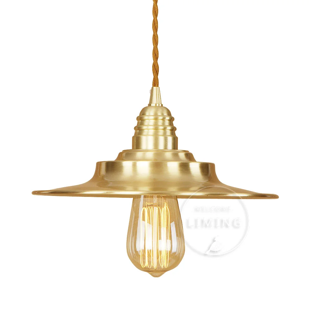 

Brass European Vintage Noble Style Copper Pendent Light Single Head E27 Polishing Retro Chandelier Decor Cafe Restaurant Lamp