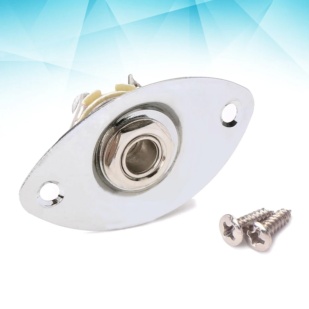 

Oval Indented 1/4 Inch Guitar Pickup Output Input Jack Plug Socket 6.35mm With 2 Mounting Screws for Electric Guitar Bass