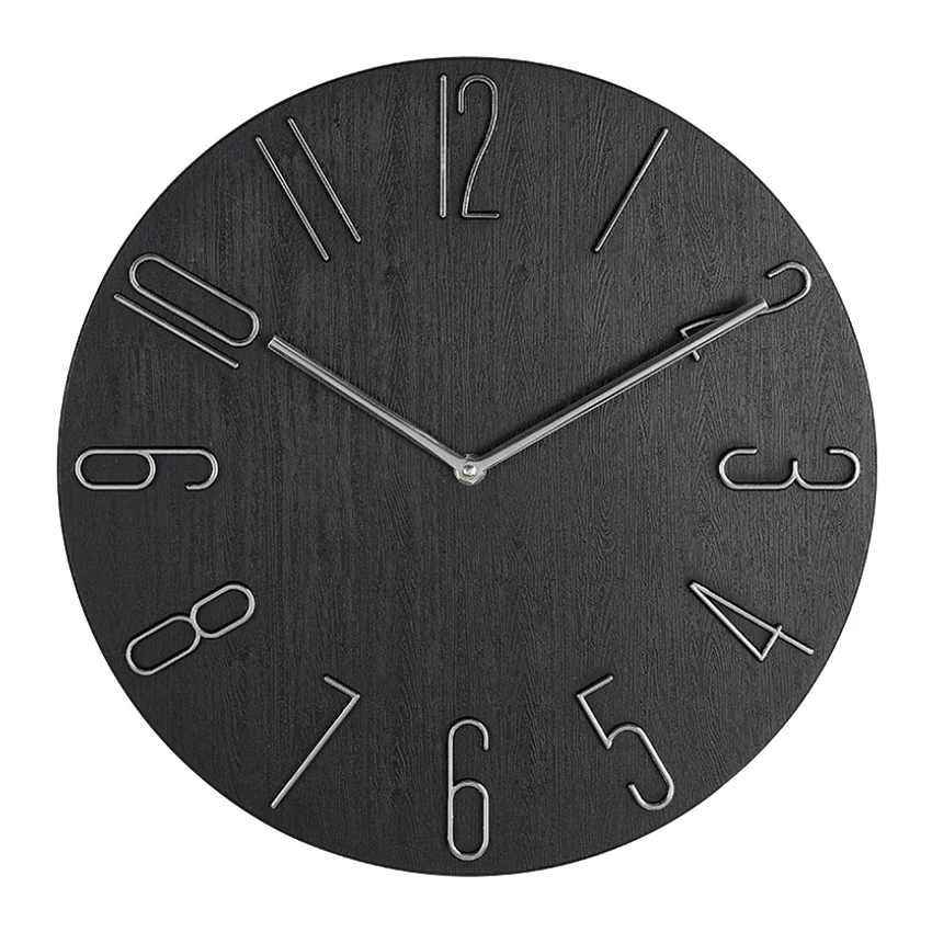 Simple Wall Clock 12 Inch Living Room Home Wall Clock Clock Watch Fashion Bedroom Wall Clock-Black