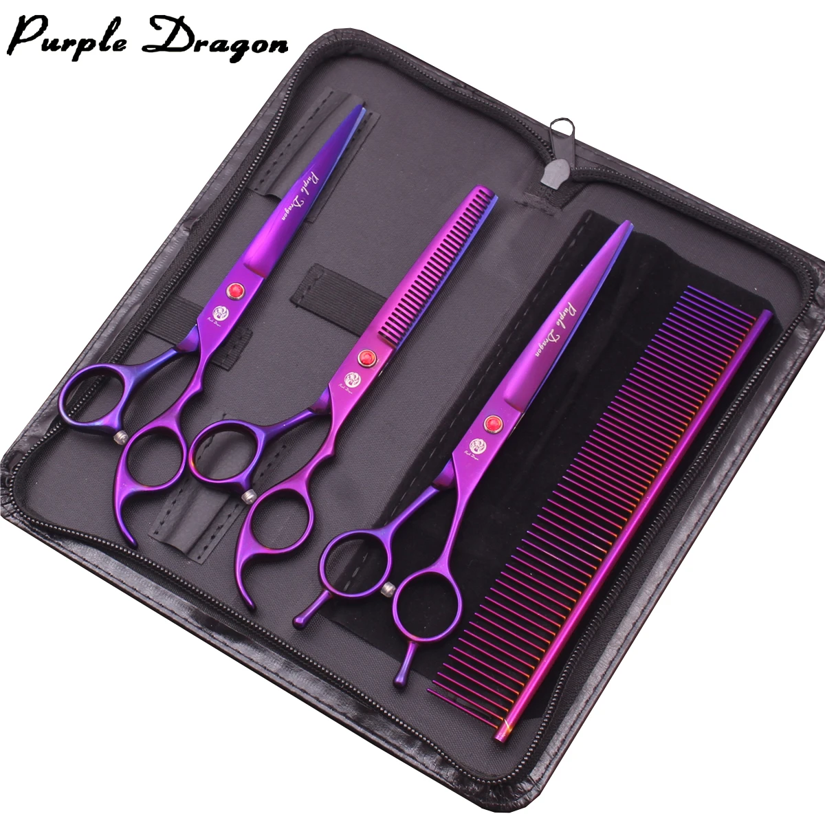 

Dog Groomming Scissors Purple Dragon 6.5" 7'' Japan Stainless Pet Hairdressing Shears Pink Thinning Shears Curved Shears Z3002
