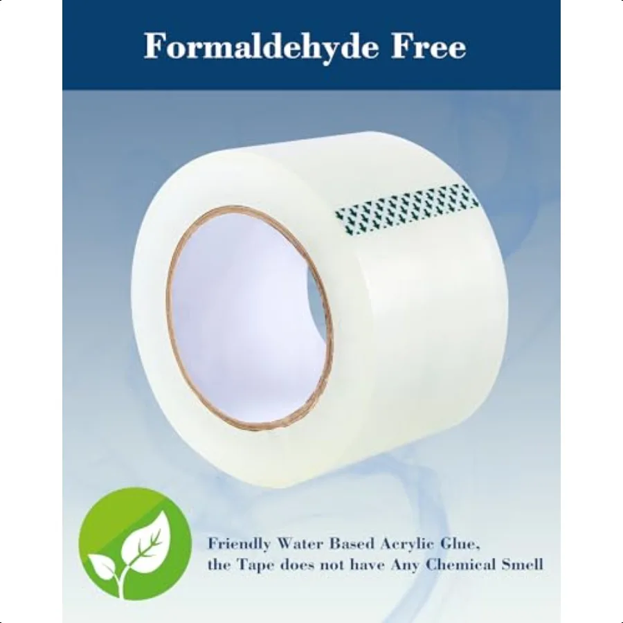 شريط تعبئة عالي التحمل 12 لفة شريط تغليف عريض 3 بوصة. × 90 ياردة. إعادة تعبئة شريط تغليف الكرتون السميك والواضح من الدرجة التجارية