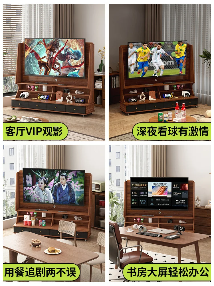 TV cabinet solid wood small apartment integrated combination mobile living room home floor storage cabinet locker