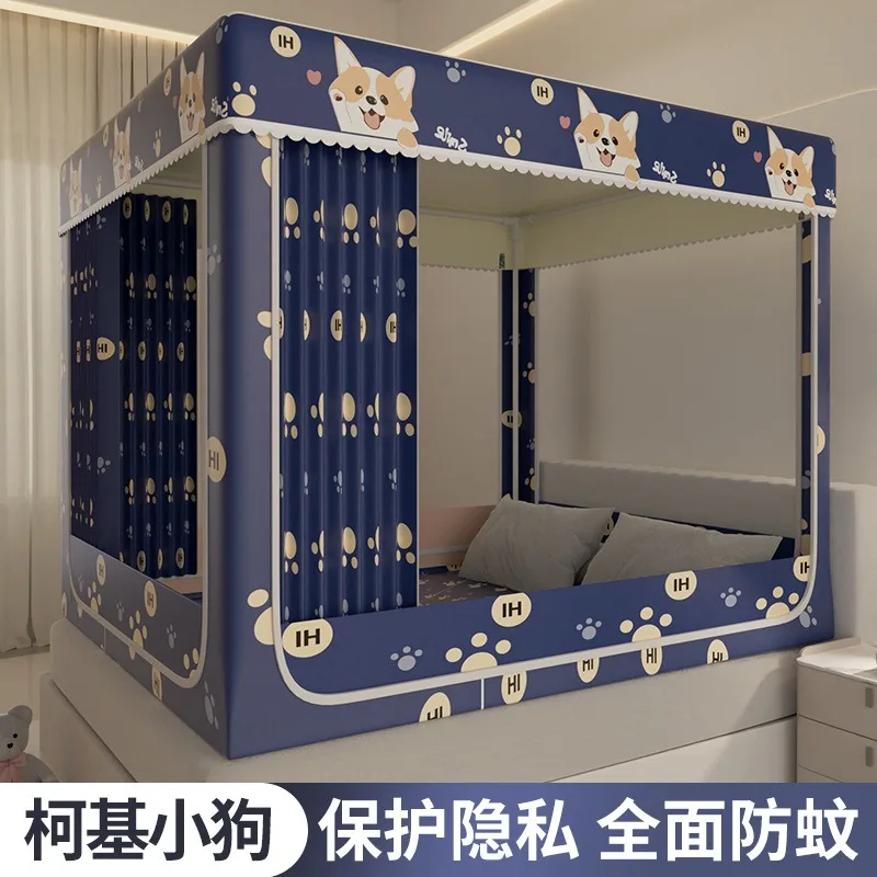 Morandi Floral Bed Canopy – Full Coverage, Privacy & Anti-Mosquito, Fits Single/Double Beds, Soft Fabric, Modern Style