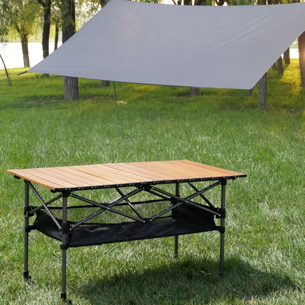 Camping Table Foldable Outdoor Picnic Table Metal Long Table Suitable for Self Driving Travel BBQ Fishing Equipment Storage Tool