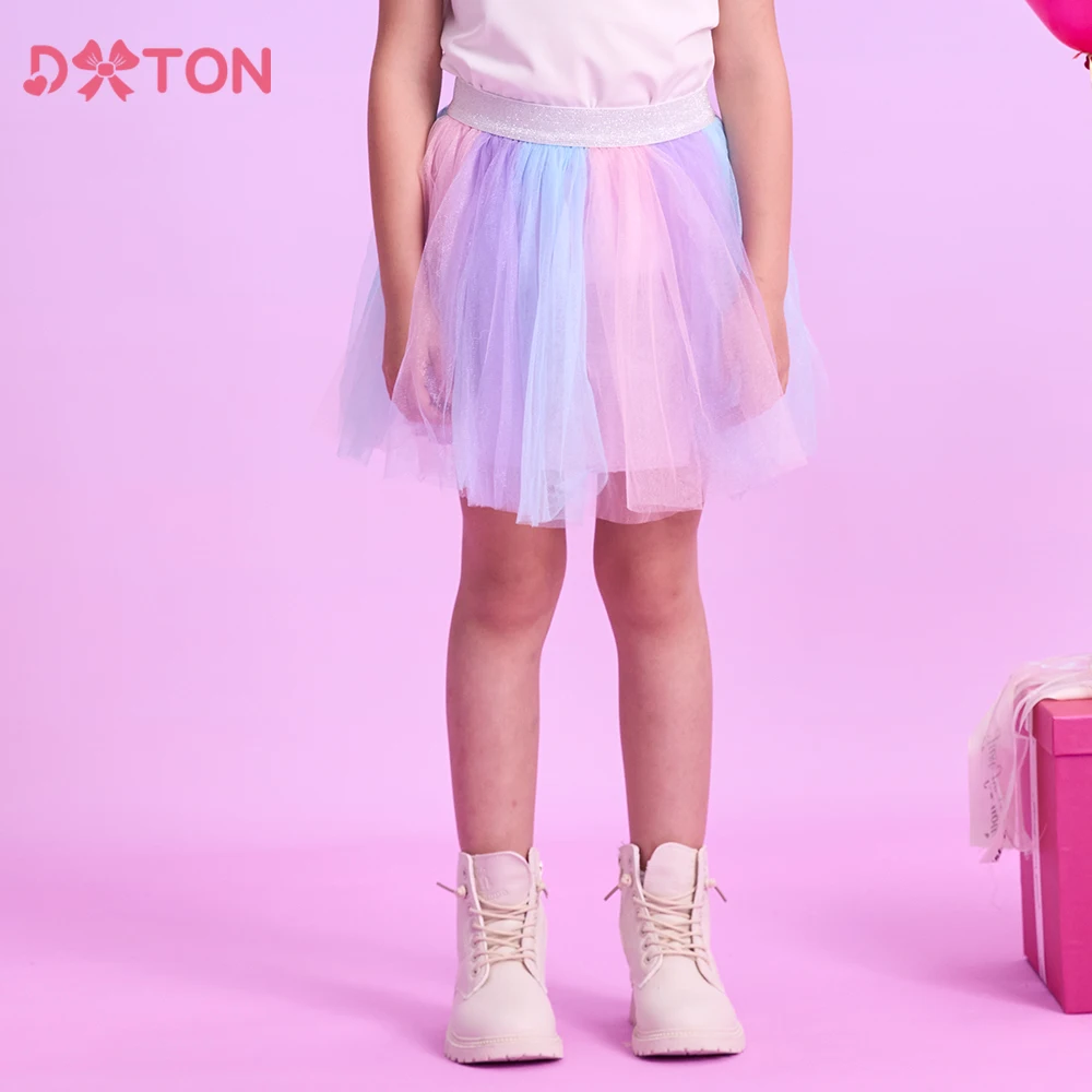 

DXTON Four Season Girls Skirt Color Tulle Children Mini Skirt Gradient Mesh Girls Dancing Party Princess Mini Skirt Kids Wear