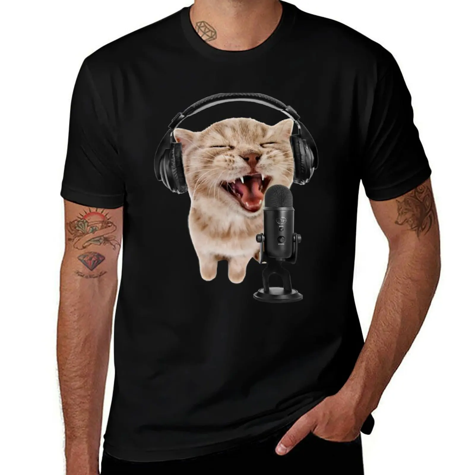 Singer Cat Rapping Meow Rap Meme T-Shirt t shirt for man T-Shirt