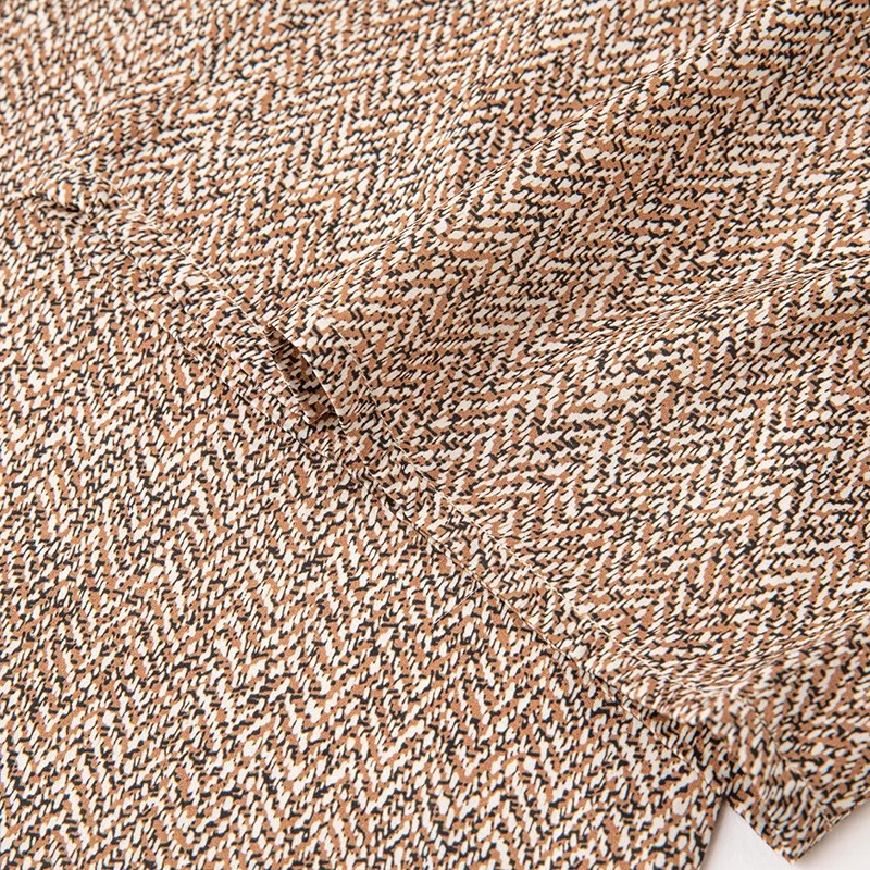 95% التوت الحرير 5% دنة جورجيت الحرير النساء السراويل الجمل المطبوعة واسعة الساق السراويل الطويلة مرونة الخصر مع جيوب QQ049