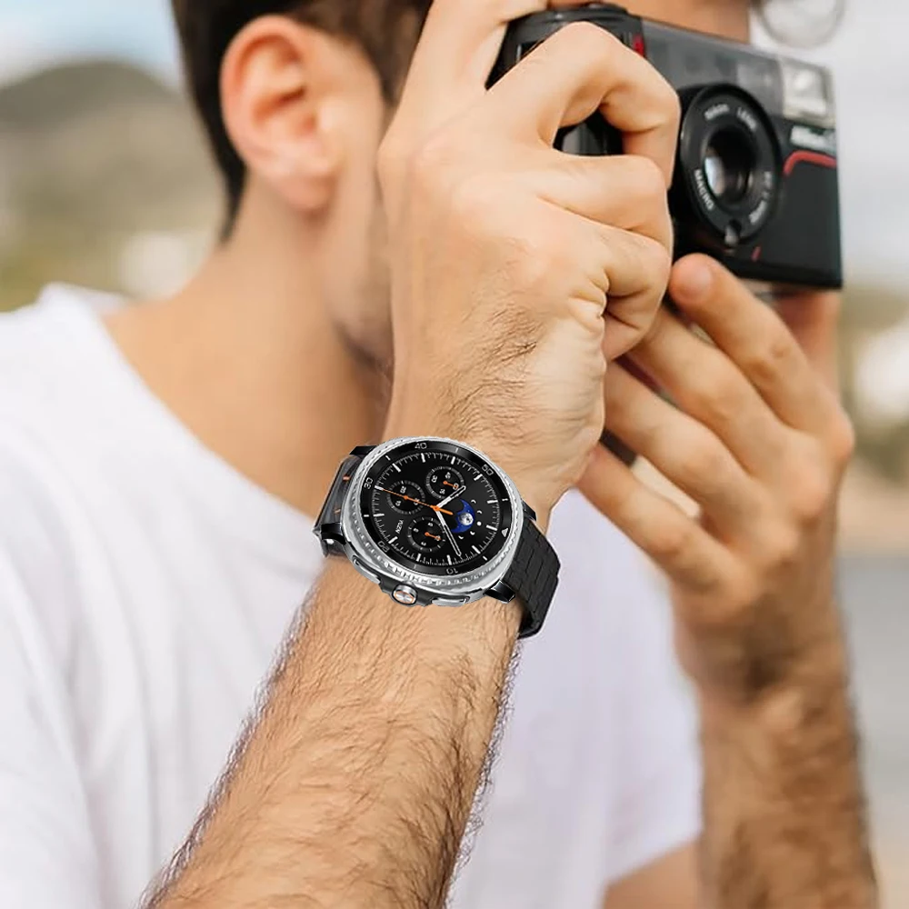 لا توجد فجوات سيليكون العصابات لساعة سامسونج جالاكسي 8 40 ملم 44 ملم 46 ملم كوريا سوار جالاكسي ساعة الترا 2025 / ساعة 8 حزام كلاسيكي