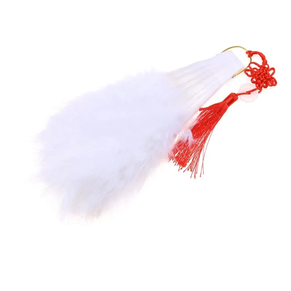 Chinese Handheld Feather Fan Colorful with Tassels Show Dance Fan Traditional Elegant Cosplay Props Fan