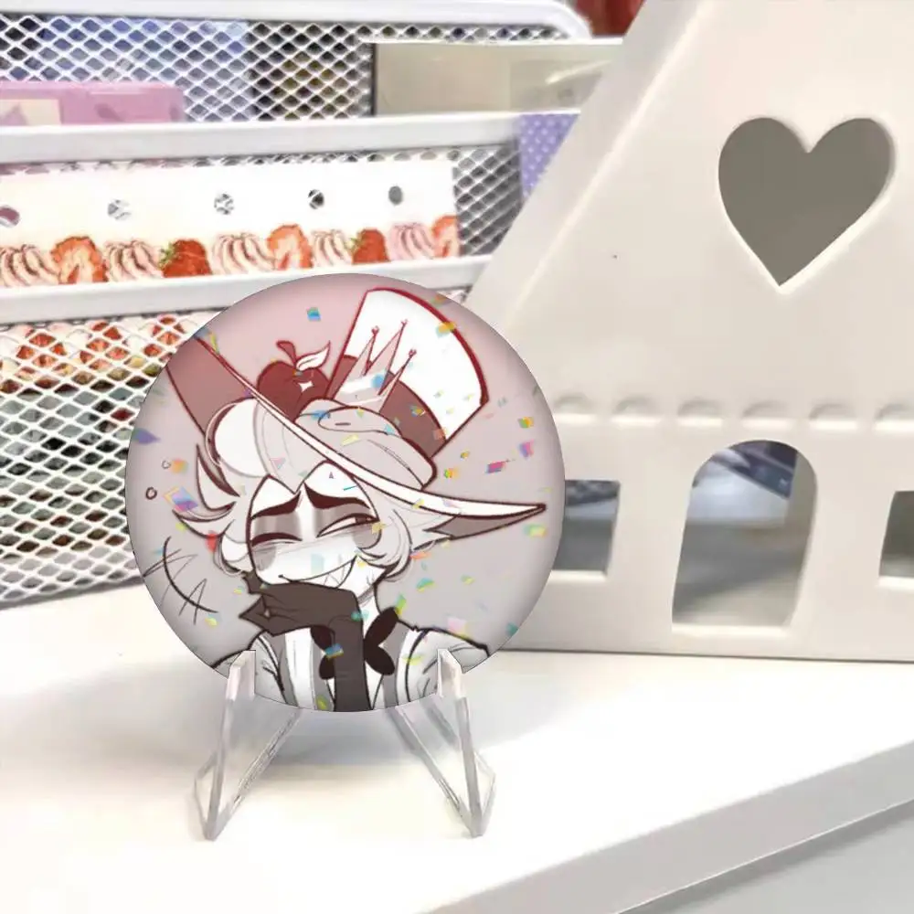 H-Hazbin Hotel Lucifer  25 32 44 58 75mm Badges Personalized Round Brooches Pins Accessory Gift