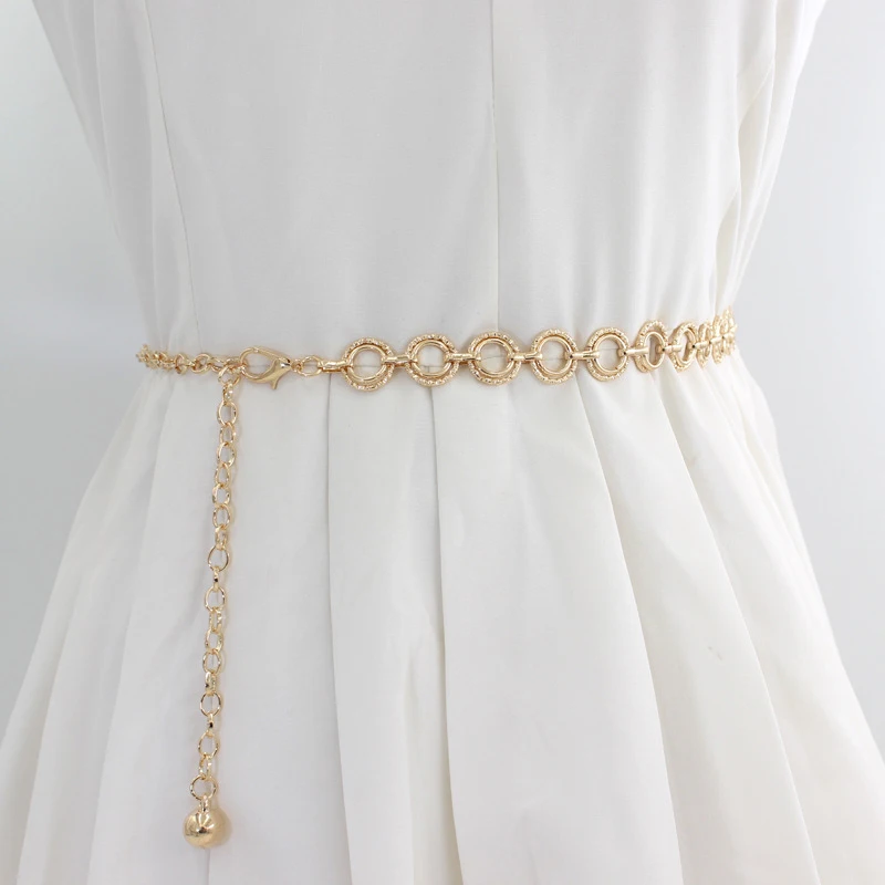 Fashion Metal Long Tassel Ring Dress Women Belt Hip High Waist Gold Silver Narrow Chain Adjustable Chunky Fringes Waist Chains