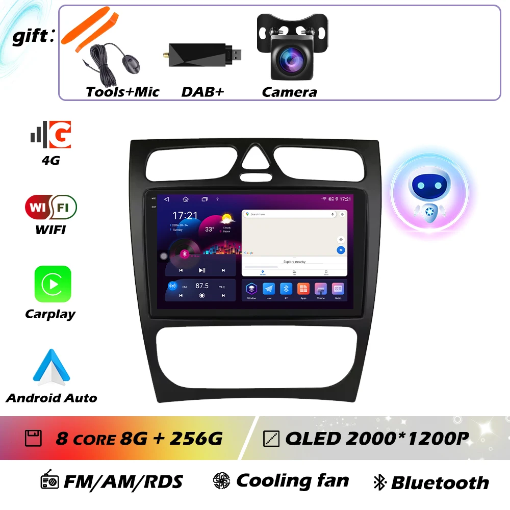 Voor Mercedes-Benz EEN W168 C W203 G W463 Vaneo Vito Viano CLK Klasse C209 Android GPS Autoradio Multimedia Video speler Carplay 4G