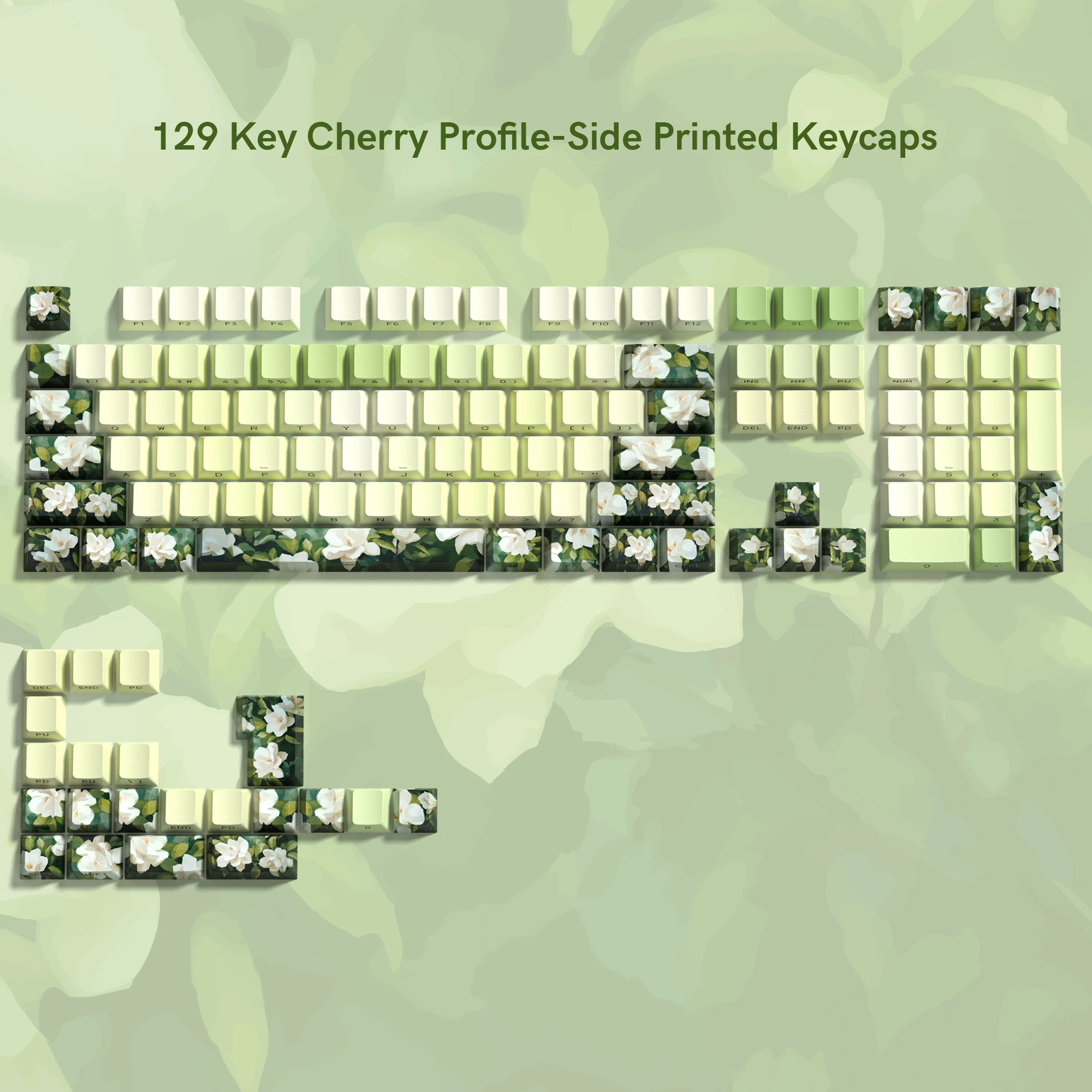 129 Keys Side Shine Through Gardenia PBT Keycap Cherry Profile Key caps Dye-Sub Cherry MX Switches For Gamer Mechanical Keyboard