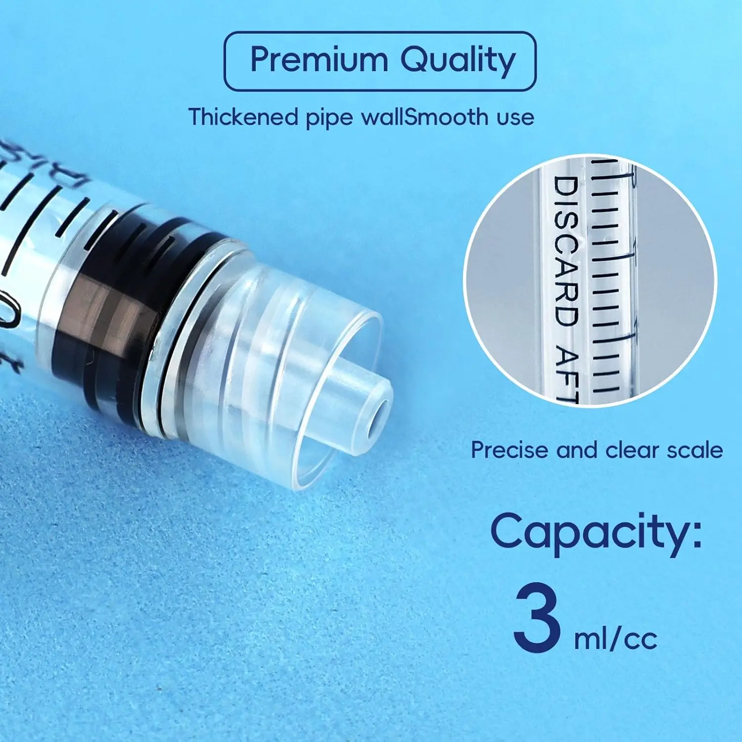 100 Pack Luer Lock 3ml Syringe Without Needle Plastic Individually Wrapped Accurate Liquid Measurement Leak-Proof Design