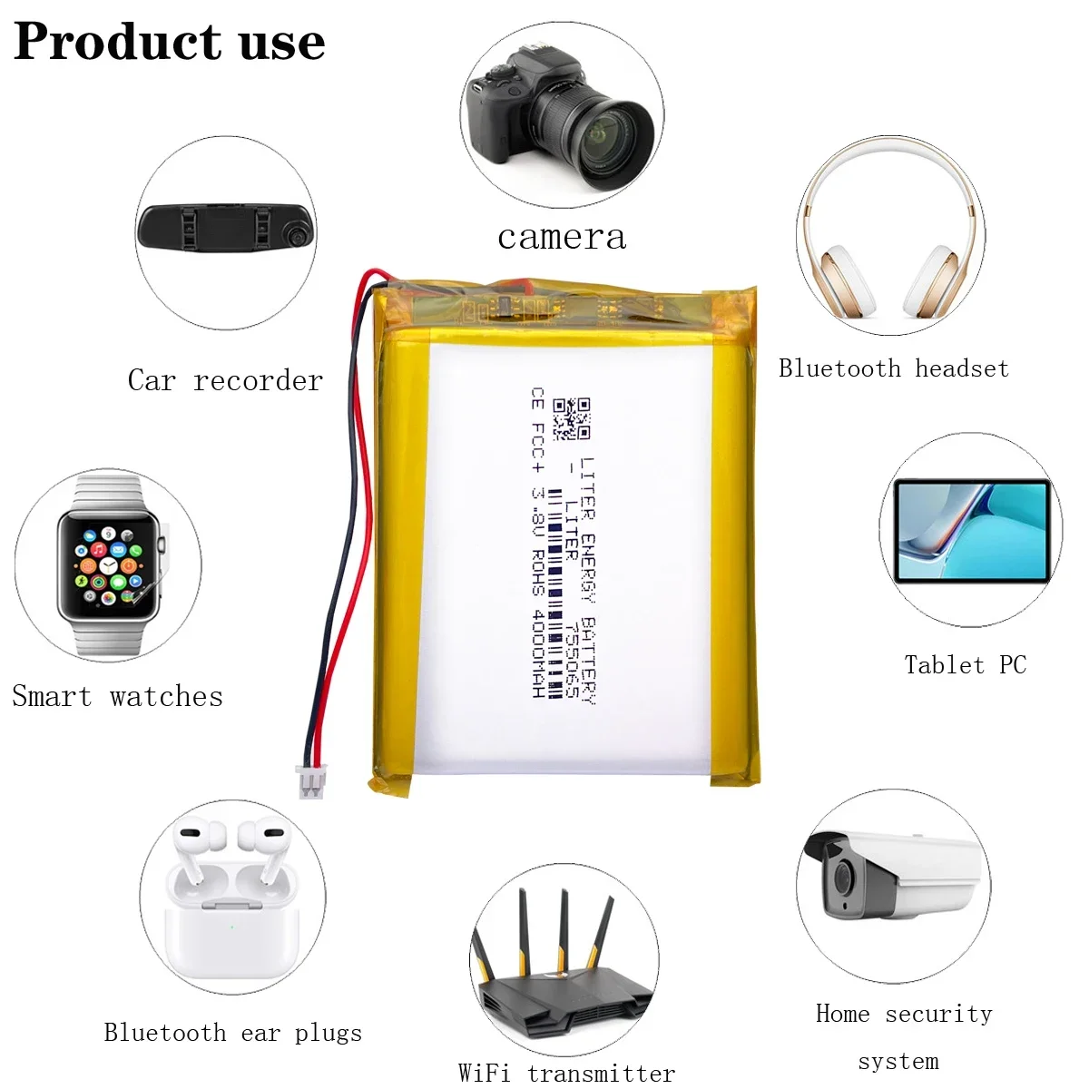 plug 1.25-2P 755065 4000mah 3.8V rechargeable li-polymer battery for anbernic RG353V Game console