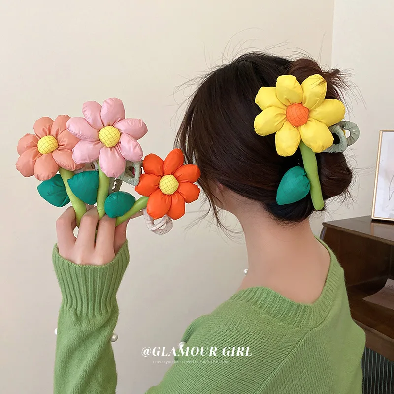 Korea Flower Shape Hair Claw Clip for Women Girls Flower Letter Hairpin Cute Sweet Large Clip Grasping Clip Hair Accessories