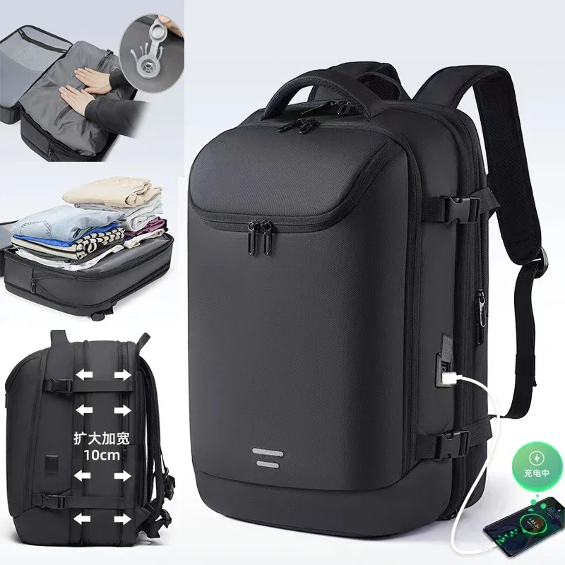 

Man Waterproof Travel Backpack Vacuum Compression With Air Pump Anti Theft Laptop Bag Expandable Fashion Casual Large Back Pack