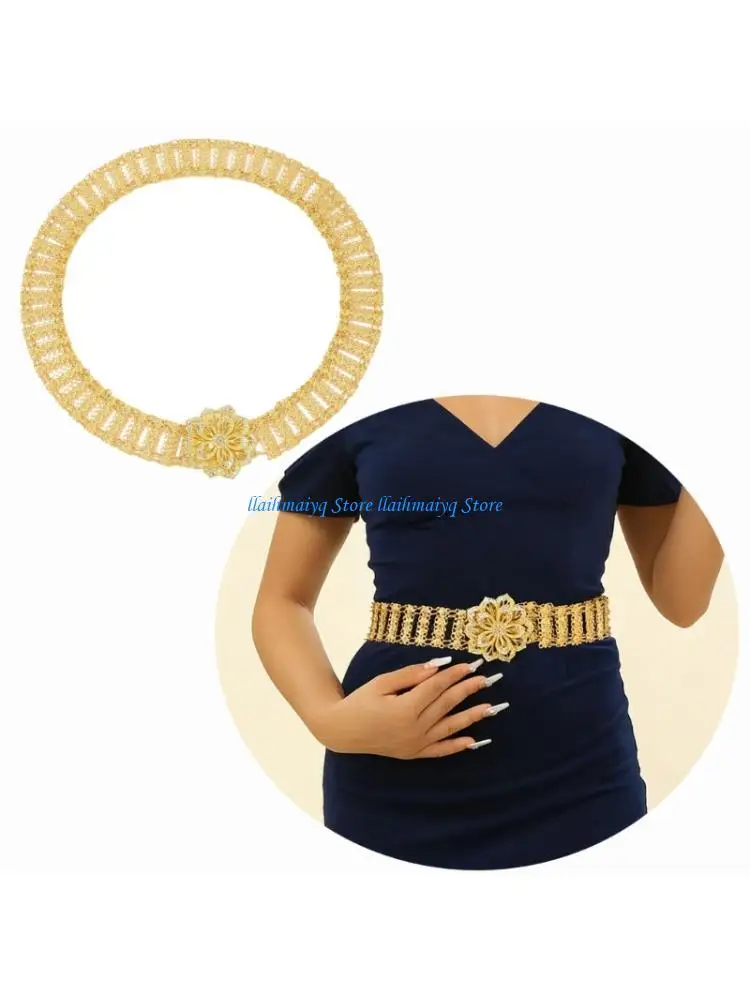 573B Caucasian Belly Chain for Wedding Waist Chain Carved Floral Women Waist Chain