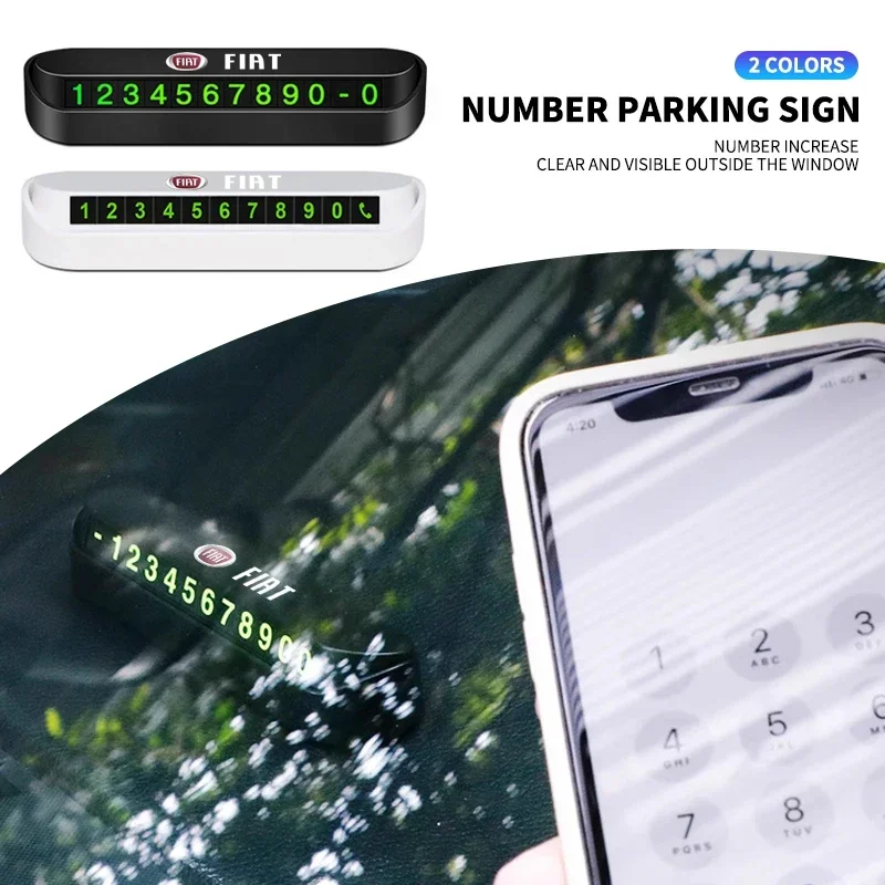 Car Temporary Parking Card Phone Number Card Plate For Fiat Abarth 500 595 124 Spider Ducato Panda Tipo Bravo Accessories